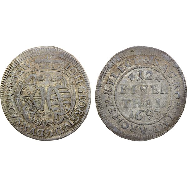 SAXONY: Johann Georg IV, 1691-1694, AR 1/12 thaler, 1693, EF