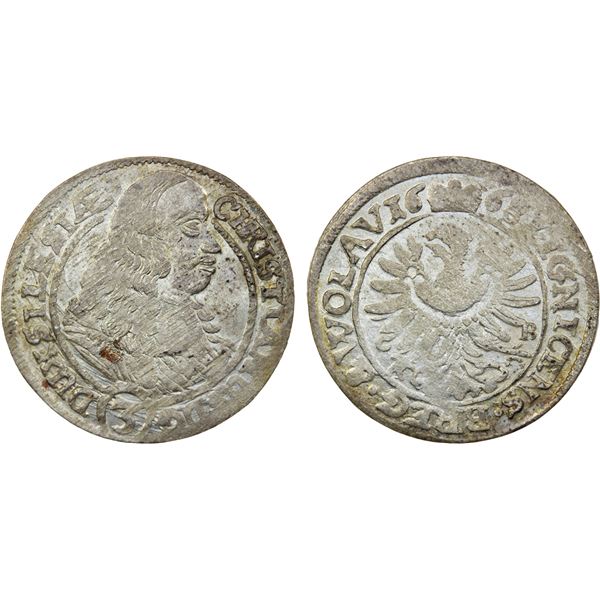 SILESIA-LIEGNITZ-BRIEG: Christian zu Ohlau, 1639-1672, AR 3 kreuzer, Brieg, 1668, AU-UNC