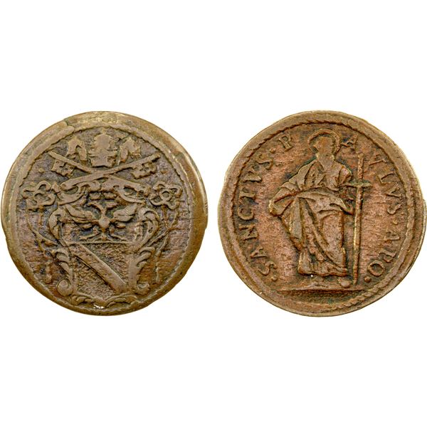 GUBBIO: Alexander VIII, 1689-1691, AE quattrino, ND, F-VF