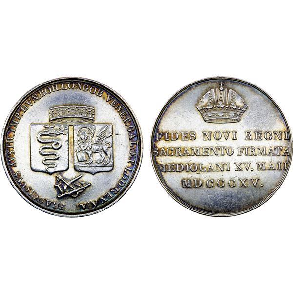 MILAN: Franz II, 1792-1806, AR medalet (3.98g), 1815, EF