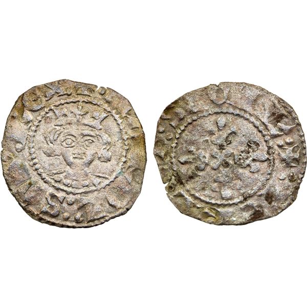 NAPLES: Charles II, 1285-1309, AR denaro regale, ND, VF