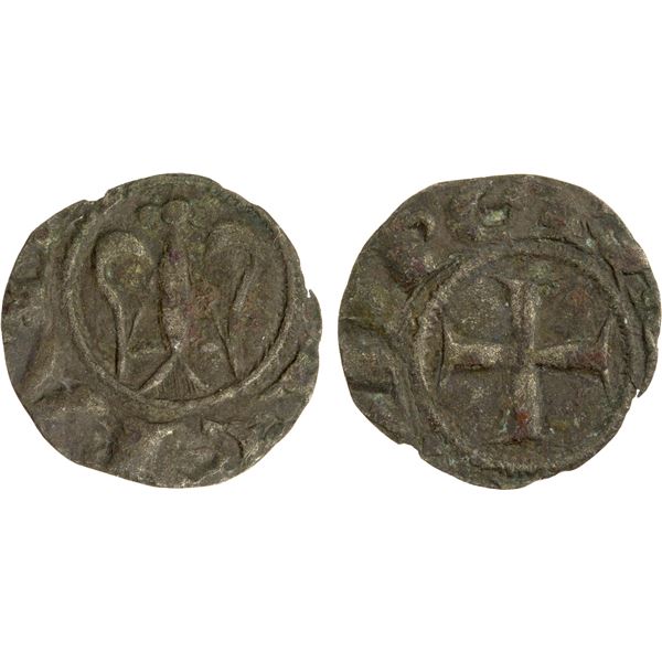 SICILY: Enrico VI di Svevua, 1194-1197, AR 1/2 denaro (0.24g), ND, VF