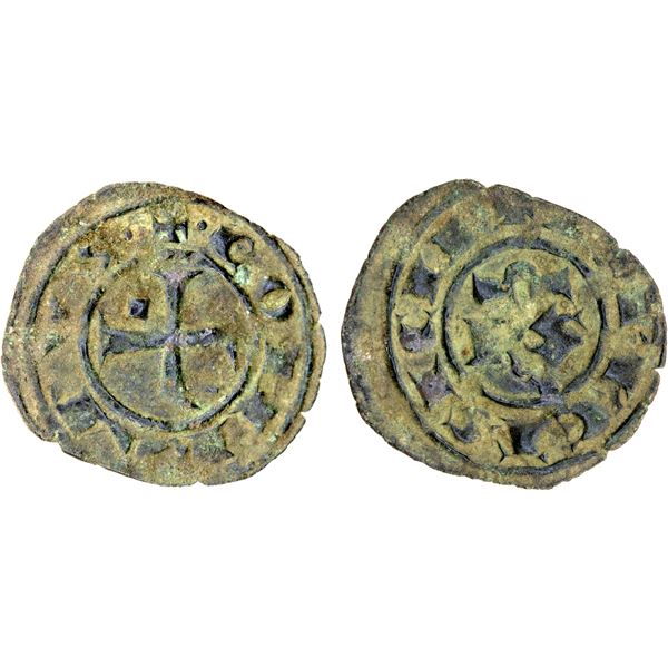 SICILY: Conrad I, 1250-1254, BI denaro (0.57g), Messina, ND, VF