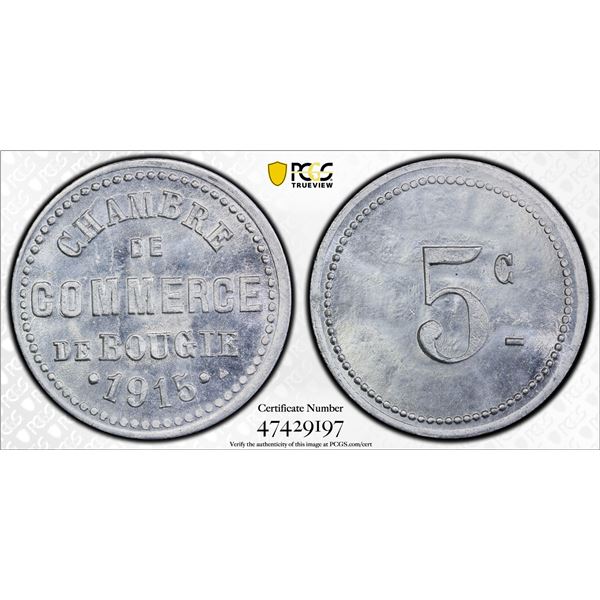 ALGERIA: 5 centimes, Bougie, 1915, PCGS MS65