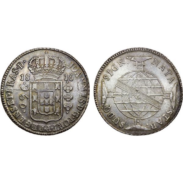 BRAZIL: Joao, Prince Regent, 1799-1818, AR 960 reis, 1816-B, EF-AU