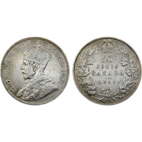 CANADA: George V, 1910-1936, AR 50 cents, 1911, VF