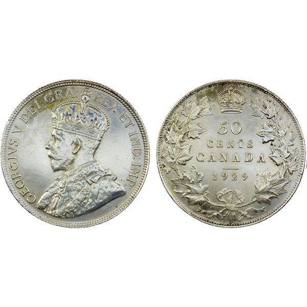 CANADA: George V, 1910-1936, AR 50 cents, 1929, EF