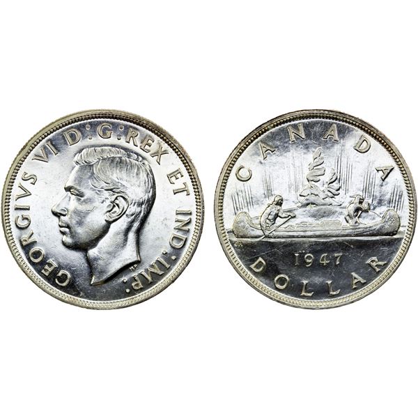CANADA: George VI, 1936-1952, AR dollar, 1947 (blunt 7), AU