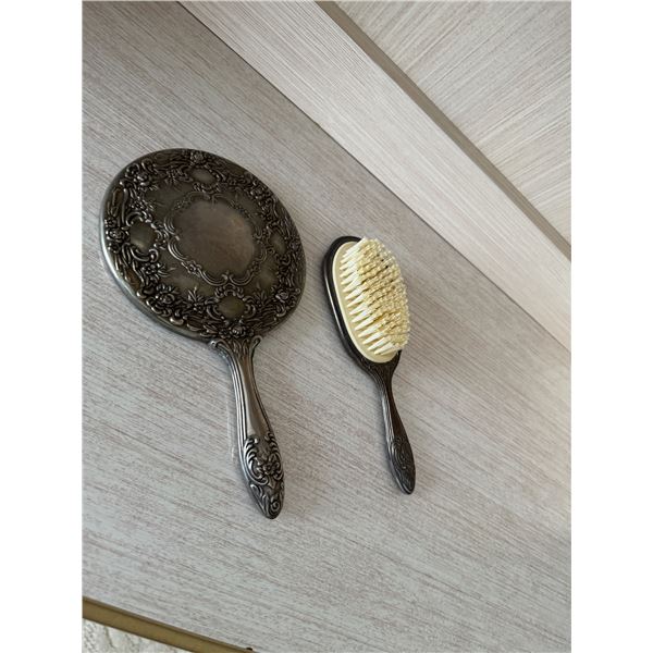 Dresser mirror and brush