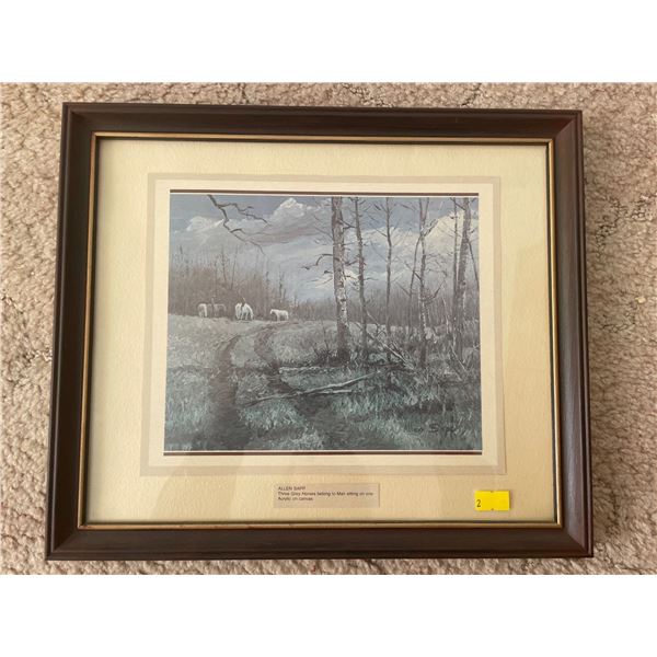 Allan Sapp - "3 Grey Horses" Print 13.5Lx11.5H