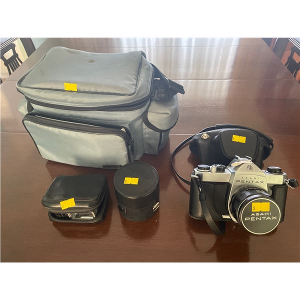 Vintage Camera Set - ASAHI Pentax, Comes With Carrying Case, Flash & More