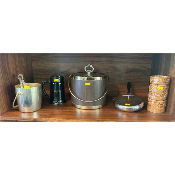 Assorted Collection Of Bar Items - Ice Bucket, Vintage Ashtray, Steins & More
