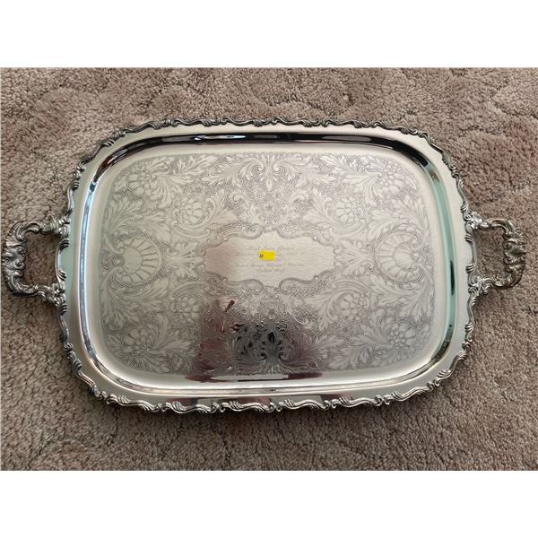 EP Copper Silver Plated Serving Platter Tray 28L x 16H
