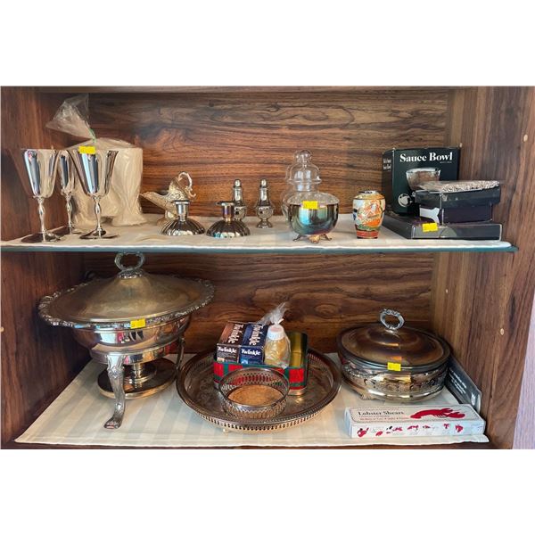 Contents Of Entire 2 Shelves - Includes Silver Plated Home Decor & More