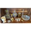 Image 1 : Contents Of Entire Shelf - Crystal, Glass, Brass & More