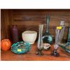 Image 2 : Entire Contents Of Shelf - Includes Color Glass Vases, Ashtrays, & More