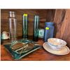 Image 4 : Entire Contents Of Shelf - Includes Color Glass Vases, Ashtrays, & More