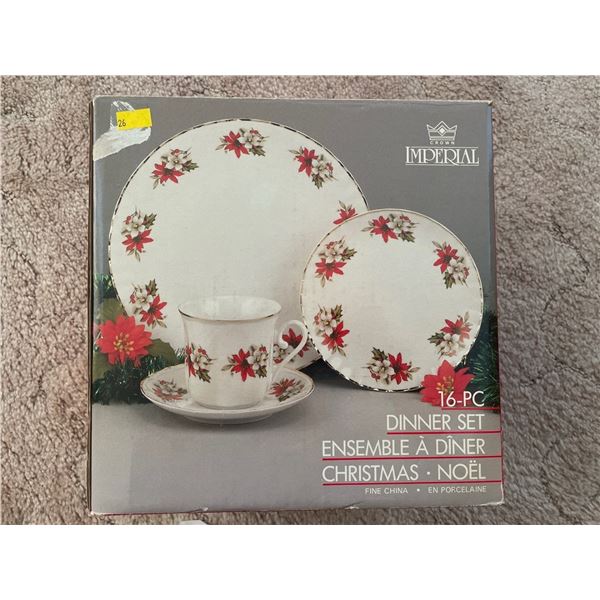 Vintage 16 Piece Dinner Set By Imperial Crown Fine China in Original Packaging