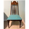 Image 1 : Solid Wood Handcrafted Dining Chair With Blue Upholstered Seat 20.5Lx18Dx42H