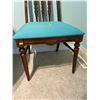 Image 4 : Solid Wood Handcrafted Dining Chair With Blue Upholstered Seat 20.5Lx18Dx42H