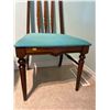 Image 4 : Solid Wood Handcrafted Dining Chair With Blue Upholstered Seat 20.5Lx18Dx42H