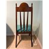 Image 5 : Solid Wood Handcrafted Dining Chair With Blue Upholstered Seat 20.5Lx18Dx42H