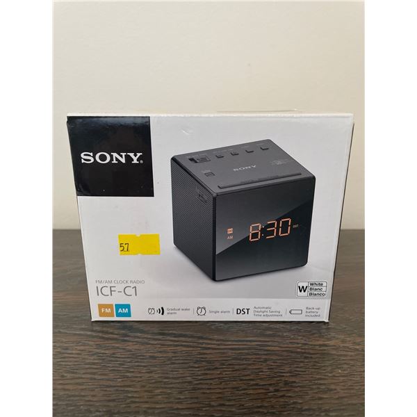 Brand New In Box Sony FM AM Clock Radio Model #ICF-C1
