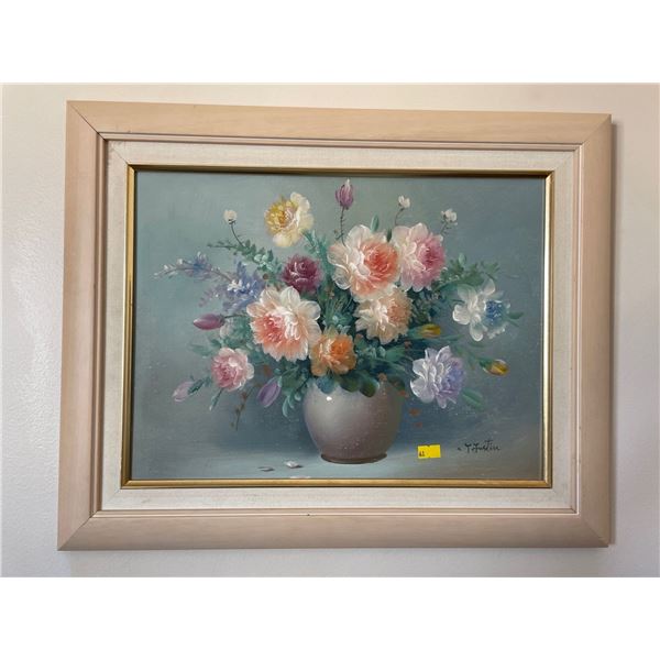 Artist Justin - Floral Art In Wooden Frame 21Lx17H