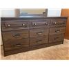 Image 2 : Vintage Solid Wood 9 Drawer Dresser With Vanity Mirror 60Lx16.5Dx29.5H