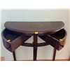 Image 3 : Vintage Retro Solid Wood Hand Crafted 2 Drawer Half Moon Table 27Lx13Dx28H