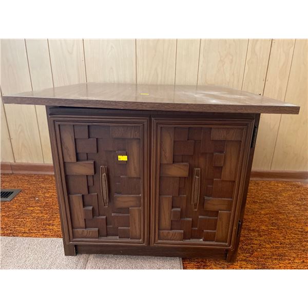 Vintage Retro Table With Cabinet Door 23.5Lx23.5Dx18.5H