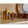 Image 2 : Assorted Collection Of Decor - 2 Brass Canisters With Lids From India, Wicker Art, & More