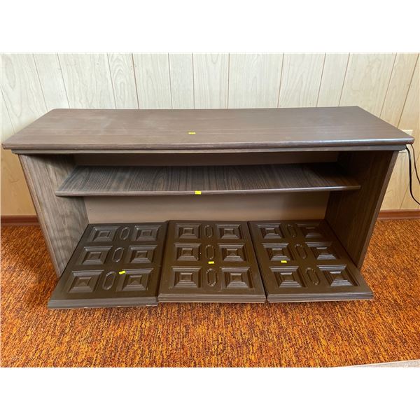 Vintage Retro Wood Cabinet With 3 Slide In Doors 48Lx16Dx26.5H