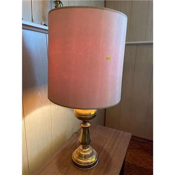 Vintage Retro Table Lamp With Pink Shade 30.5H