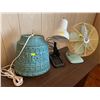 Image 1 : Collection Of Vintage Retro Items - Hanging Lamp, Desk Lamp, & Table Fan