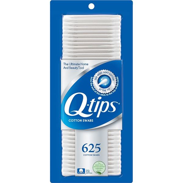 NEW 625 PACK OF Q-TIPS COTTON SWABS, 100% COTTON