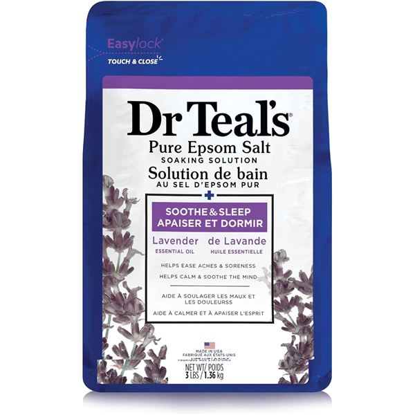 NEW DR TEALS PURE EPSOM SALT WITH LAVENDER - 3LBS