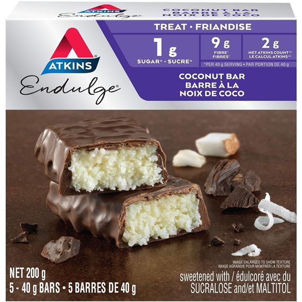 NEW 2 X 200G 5 BAR BOXES OF ATKINS ENDULGE COCONUT