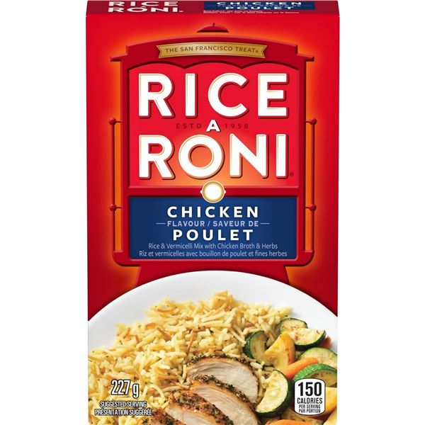 NEW 12 PACK OF RICE-A-RONI CHICKEN FLAVOUR RICE