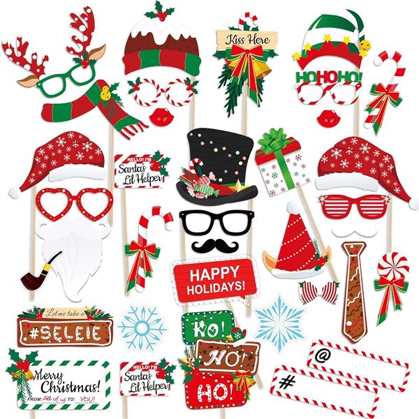 NEW CHRISTMAS PHOTO BOOTH PROPS 36PCS