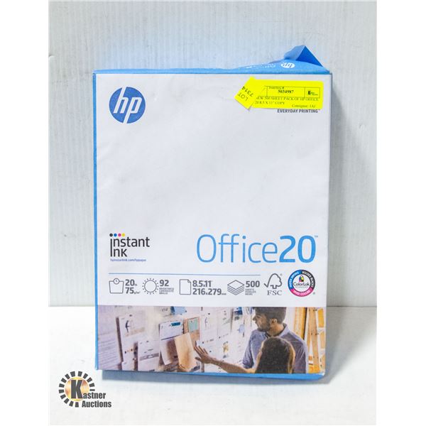 NEW 500 SHEET PACK OF HP OFFICE 20 8.5 X 11" COPY