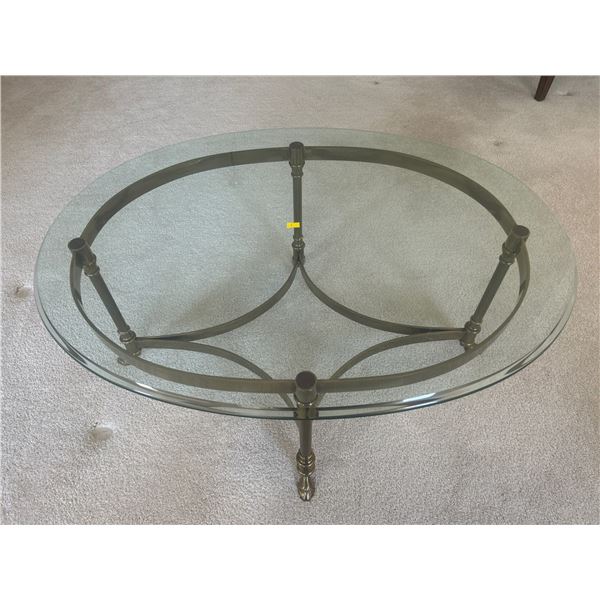 Brass & Beveled Glass Claw Foot Coffee Table 35L x 26W x 15T