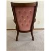 Image 3 : Dusty Rose Walnut & Wicker Armchair 25W x 28D x 38