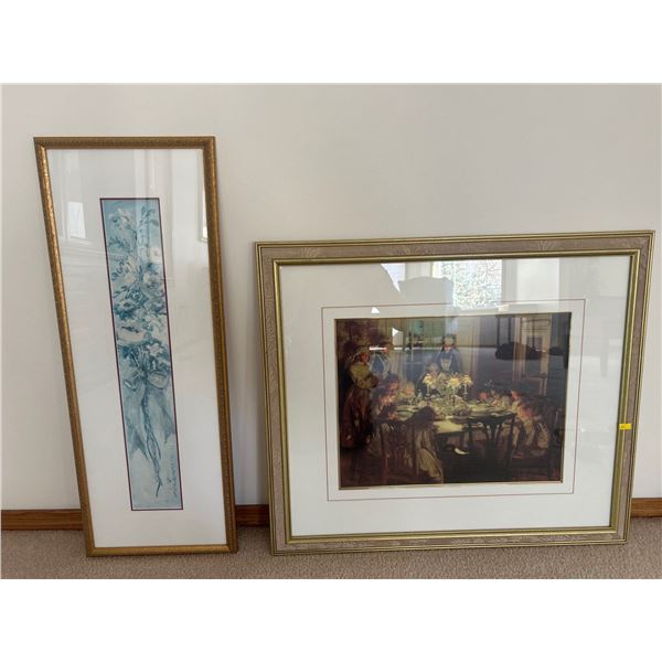 Possibly Jules Alexander Grun Dinner Party Decorative Print 29 x 25 & Bonus Floral Picture
