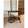 Image 1 : Antique Drop Leaf Solid Oak Tea Cart 29L 43W Extended 28T