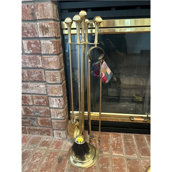 Heavy Brass Fireplace Set