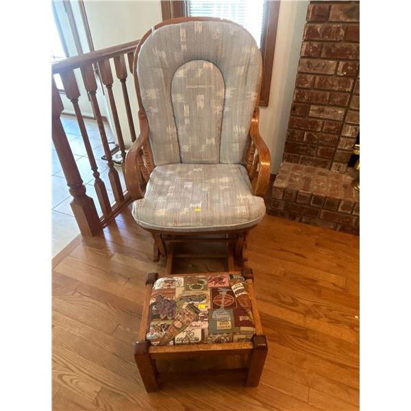 Oak Rocking Chair & Footstool 25W x 33D x 43T