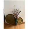 Image 1 : Brass Decor & Dried Flower Vase Platter 17D