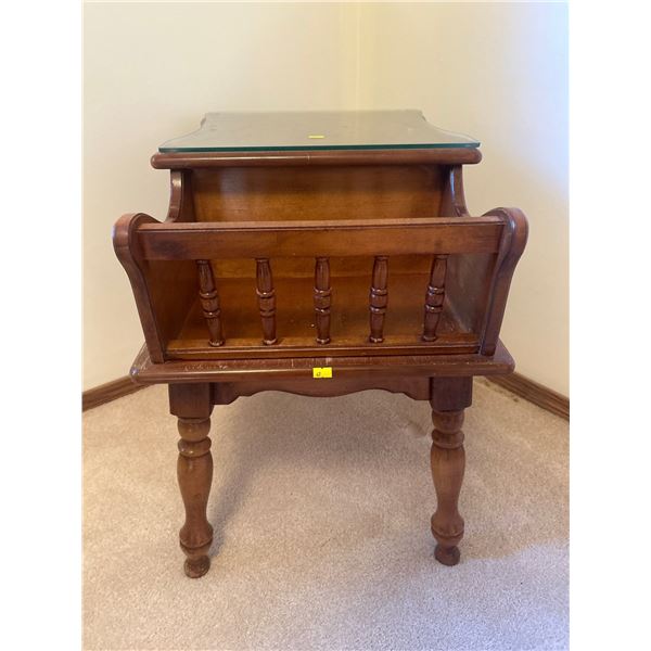 Side Table With Book Storage Glass Top 18W x 26D x 24T