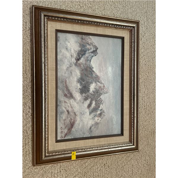 Phoebe Comes 1977 Oil On Board Mountain Peaks 18 x 13